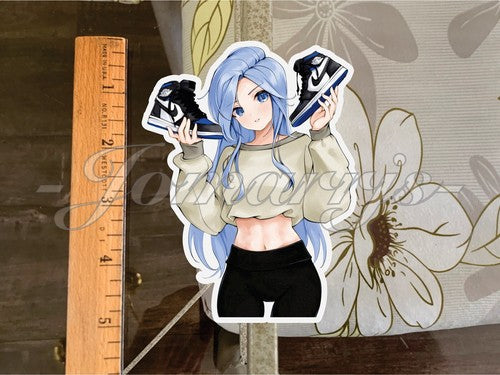 Anime Pin Up Girl 17 "Shoe Flip Challenge" Custom Sticker sexy art jordan manga