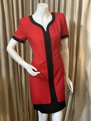 Lois Snyder Dani Max Women’s Zip Up Dress Skirt Red Black Business Sz 6 MSRP $88