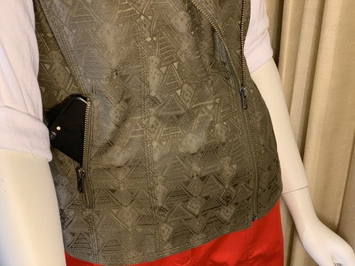 NWT Hinge Olive Tarmac Medium Vest Brown Asymmetrical Zipper Sleeveless