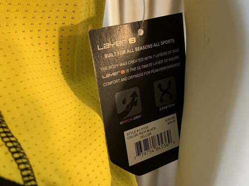 NWT LAYER 8 Black & Yellow Exercise Fitness Running Wicking Active Shirt Small
