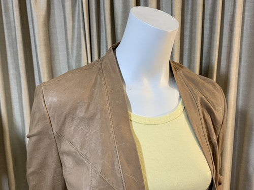 NWT Haute Hippie Women’s Light Brown Soft Lamb Leather Jacket Silk Lined Sz M
