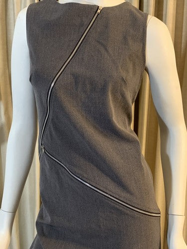 Kupcake Women’s Sleeveless Charcoal Gray Zipper Dress Sz 10 Sheath NWT