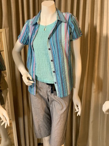 Jaclyn Smith Striped Blue Casual Weekend Walk Shorts Women’s 12 NWT