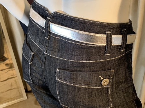 NWT WILLI SMITH Women's BLUE Denim Jeans Shorts Sz: 8 & Silver Belt