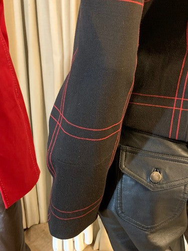 Grace Brittania Black Red Open Front Collared Jacket Coat Sz 8 NWT MSRP $118