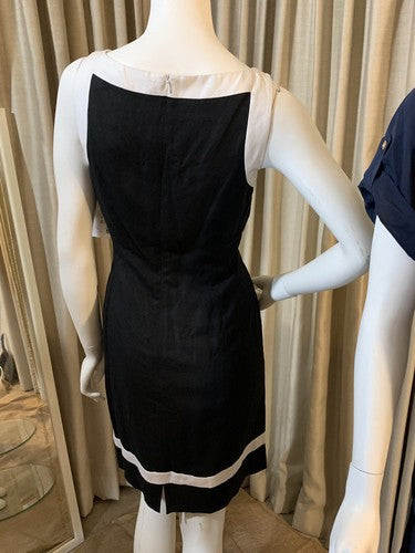 Jones New York Black White Linen Midi Sheath Dress Sz 10 NWT MSRP $96