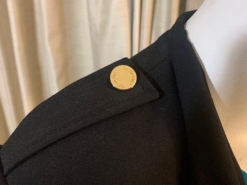 CALVIN KLEIN Black Gold Accent Open Front Drape Blazer Jacket Sz 8 NWT MSRP $129