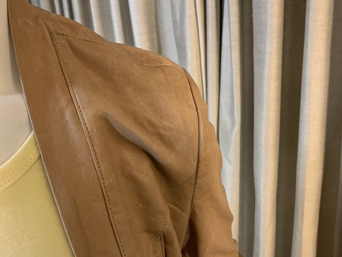 NWT Haute Hippie Women’s Light Brown Soft Lamb Leather Jacket Silk Lined Sz M