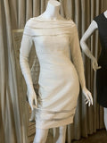 Tadashi Shoji Women’s Cocktail Ribbed Lace Sheer Ivory White Sz S NWT MSRP $348
