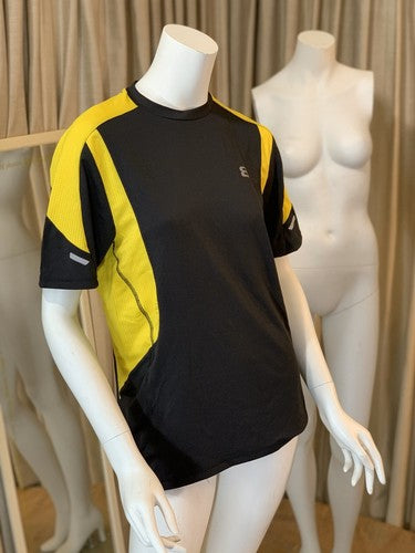 NWT LAYER 8 Black & Yellow Exercise Fitness Running Wicking Active Shirt Small
