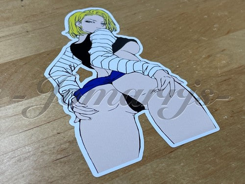 Dragon Ball Z Anime Android 18 Sticker Decal Custom slap pinup girl lewd dbz 6