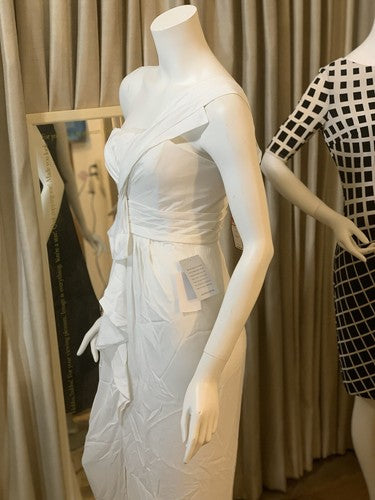 BCBGMAXAZRIA Women’s White One Shoulder Front Slit Maxi Sun Dress NWT MSRP $288