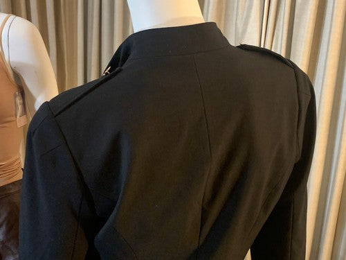 CALVIN KLEIN Black Gold Accent Open Front Drape Blazer Jacket Sz 8 NWT MSRP $129