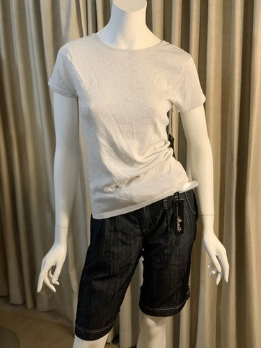 NWT WILLI SMITH Women's BLUE Denim Jeans Shorts Sz: 8 & Silver Belt
