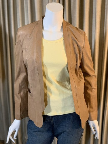 NWT Haute Hippie Women’s Light Brown Soft Lamb Leather Jacket Silk Lined Sz M