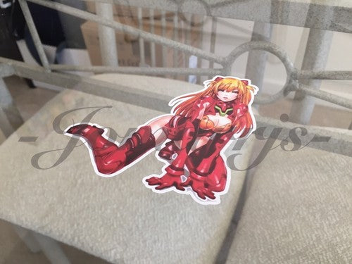 Neon Genesis Evangelion Asuka Langley Kneeling Sticker Decal