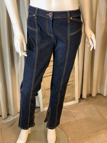 Philippe Adec Women’s Designer Indigo Blue Denim Jeans Pants Sz 6 Ankle Zip NWT