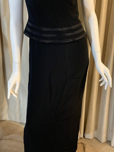 Jones New York Evening Petite Black Maxi Peplum Sheath Cocktail Dress MSRP $182