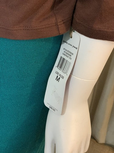 NWT Jones Wear Chestnut Brown V Neck Knit Top Shirt Size Medium