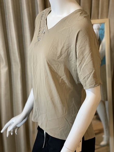 Vintage Tess Shirt Paris Milano Tan Beige Dress Shirt Classy