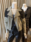 Faith Connexion Silver Black Luxury Lamb Leather Jacket Sz 36 NWT MSRP $1155