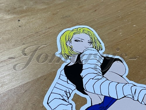 Dragon Ball Z Anime Android 18 Sticker Decal Custom slap pinup girl lewd dbz 6