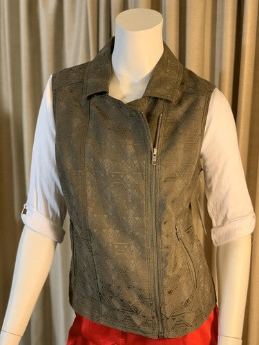 NWT Hinge Olive Tarmac Medium Vest Brown Asymmetrical Zipper Sleeveless