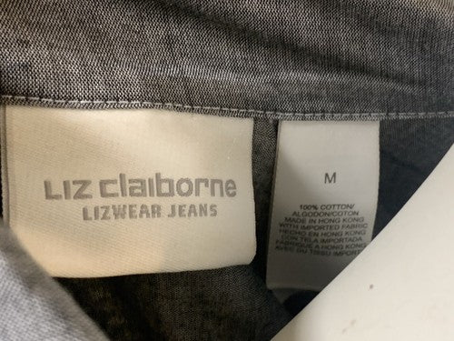 Liz Claiborne Lizwear Jean Shirt Womens Gray Size Medium Button Up Cotton