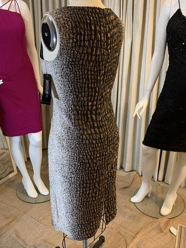 Lafayette 148 Textured Bronze Sleeveless Stretch Bodycon Dress Sz 10 MSRP $598