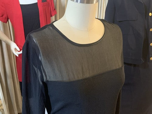 St. John Couture Collection Wool Silk Sheer Sheath Stretch Cocktail Dress - $995