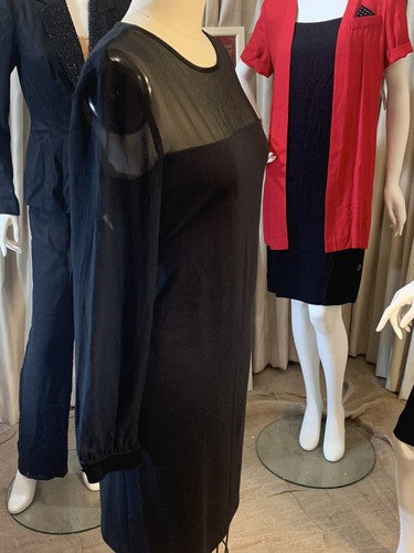 St. John Couture Collection Wool Silk Sheer Sheath Stretch Cocktail Dress - $995