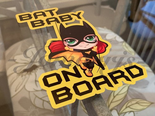 Custom Batgirl Baby or Kid on Board Sticker Chibi Cute bat girl dc comics Batman
