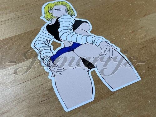 Dragon Ball Z Anime Android 18 Sticker Decal Custom slap pinup girl lewd dbz 6