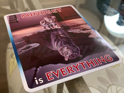 Motivational “Mindset Is Everything” Inspiring Tiger Cat Sticker Decal wall art