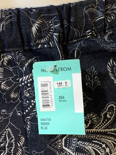 NWT Froxx Women’s Stretch Blue Floral Elastic Waist Capris Cropped Pants Size S