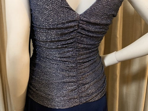 R & M Collection Sleeveless 2 Tone Silver Blue Evening Dress Sz 10 NWT MSRP $120