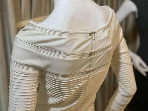 Tadashi Shoji Women’s Cocktail Ribbed Lace Sheer Ivory White Sz S NWT MSRP $348