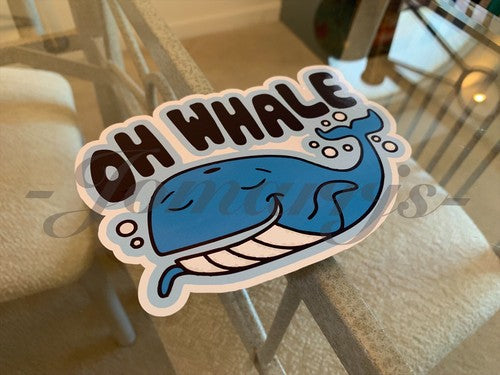 Funny “Oh Whale (Well)” Tailgating Cartoon Bumper Sticker Decal witty
