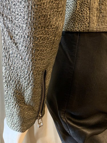 Faith Connexion Silver Black Luxury Lamb Leather Jacket Sz 36 NWT MSRP $1155