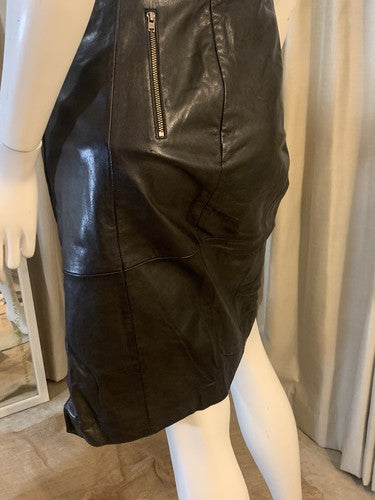 Halogen Black Genuine Luxury Fine Leather Lined Skirt Sz 10 NWT MSRP $228