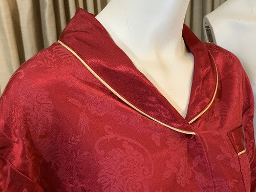 Intimate Options Long Red Nightgown Womens Long Sleeve Floral Size XL