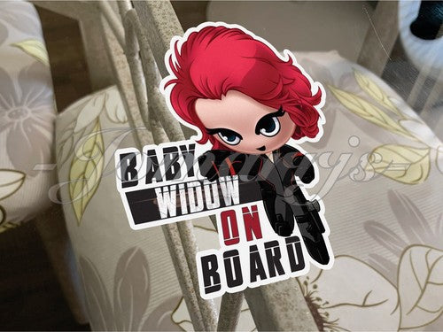 Black Widow Baby (or Kid) on Board Sticker Marvel Comics Avengers Natalie Chibi
