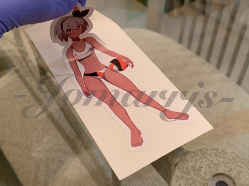 Pokemon - Anime - Bea Bikini Beach Volleyball Sun Fun Custom Sticker Decal 4