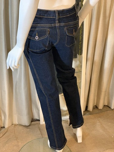 Philippe Adec Women’s Designer Indigo Blue Denim Jeans Pants Sz 6 Ankle Zip NWT