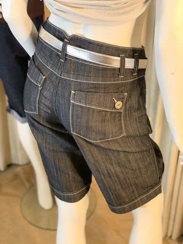 NWT WILLI SMITH Women's BLUE Denim Jeans Shorts Sz: 8 & Silver Belt