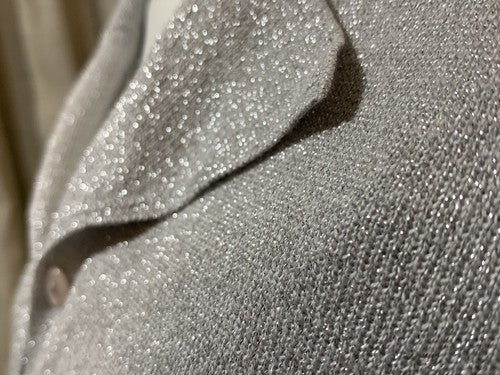 Style & Co Petite Women Long Sleeve Metallic Knit Top Button Shirt Cardigan M