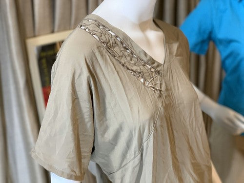 Vintage Tess Shirt Paris Milano Tan Beige Dress Shirt Classy