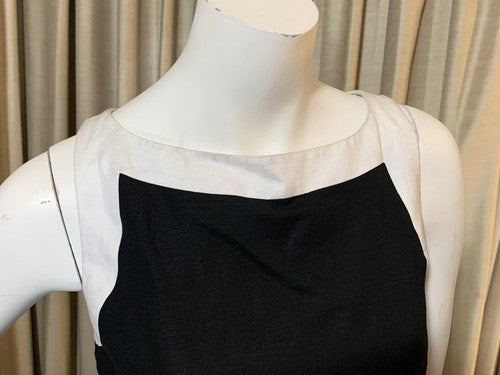 Jones New York Black White Linen Midi Sheath Dress Sz 10 NWT MSRP $96
