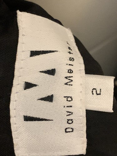 David Meister Blk White Sleeveless Zip Cocktail Dress Open Back Tie Up NWT $260