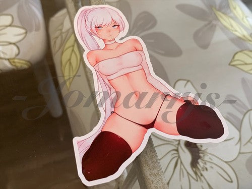 RWBY - Anime - Weiss Schnee Bikini Sun Fun Custom Sticker Decal manga sexy a.